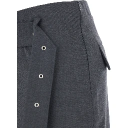 Grey Skirt with Waist Belt in Fabric Woman