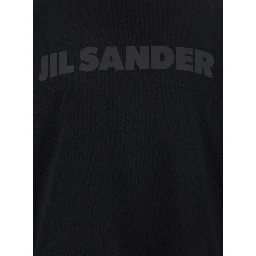Black Crewneck T-Shirt with Front Logo Print in Cotton Man