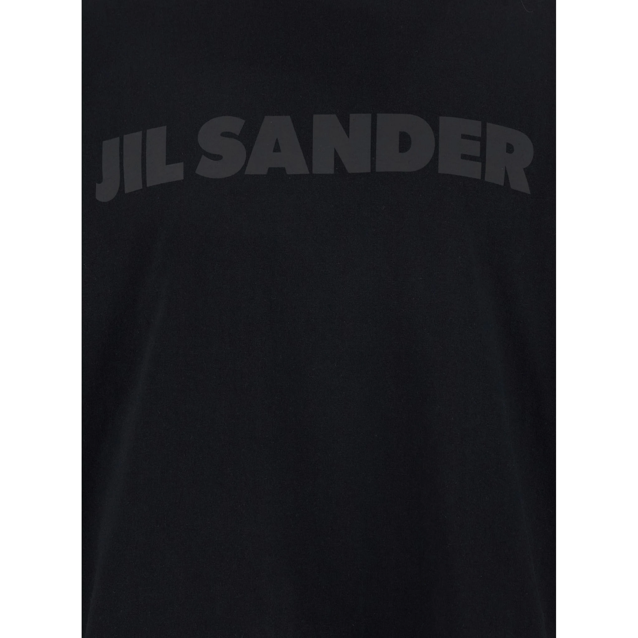 Black Crewneck T-Shirt with Front Logo Print in Cotton Man