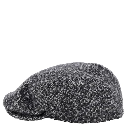 Grey Hat with Short Brim in Wool Blend Man