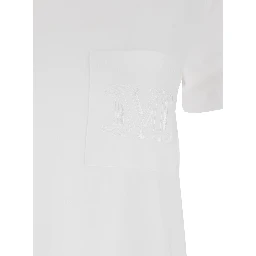 Papaia White Crewneck T-Shirt with Tonal Logo Embroidery on the Front in Cotton Woman