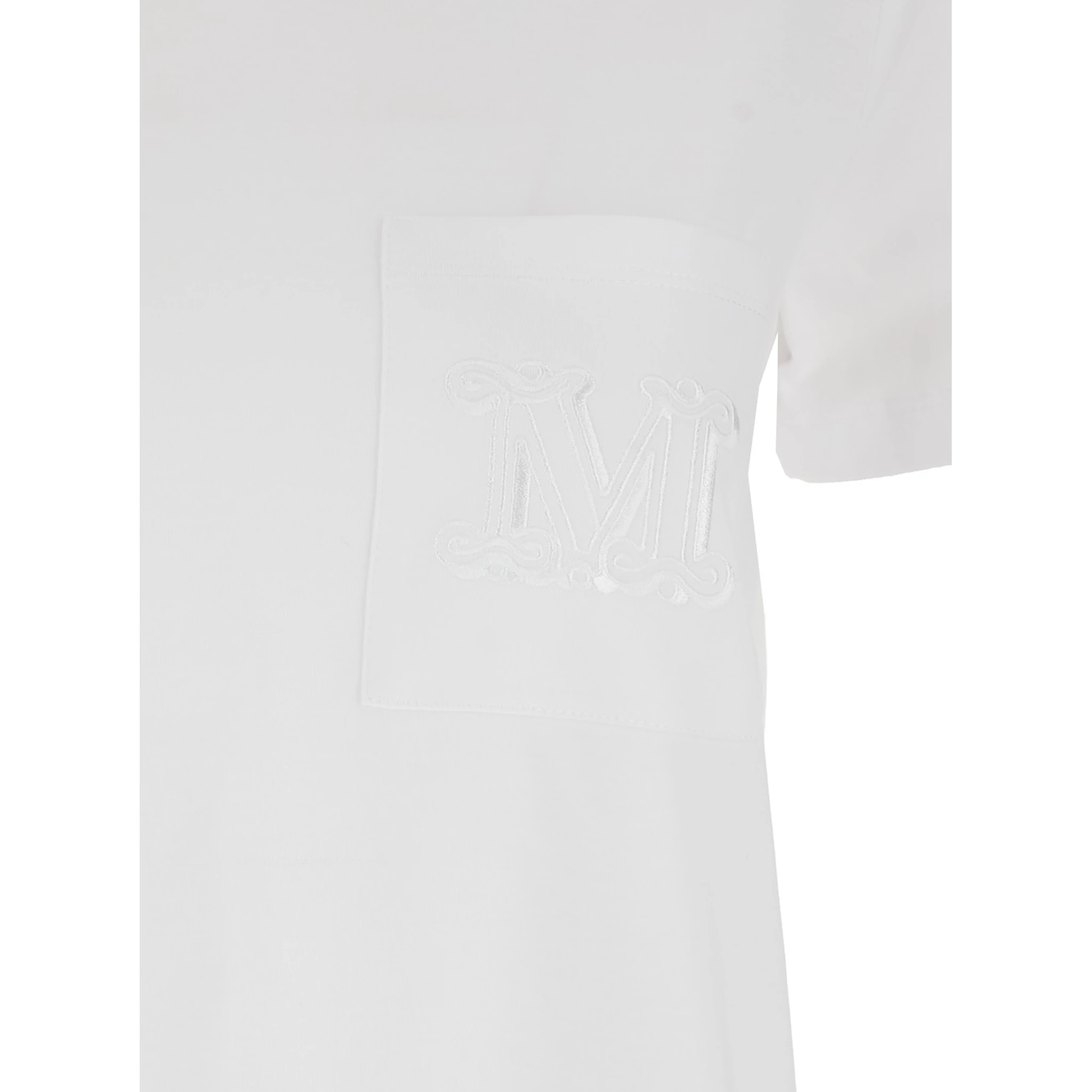 Papaia White Crewneck T-Shirt with Tonal Logo Embroidery on the Front in Cotton Woman