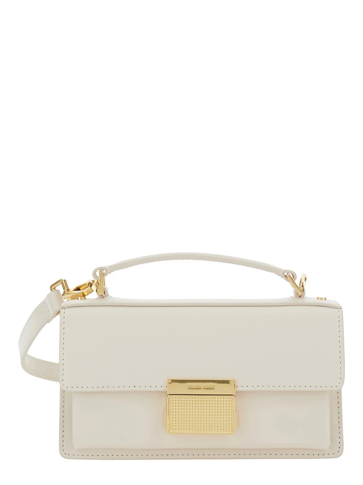 Venezia White Hangbag with Adjustable and Removable Shoulder Strap and Clasp Closure in Leather Woman