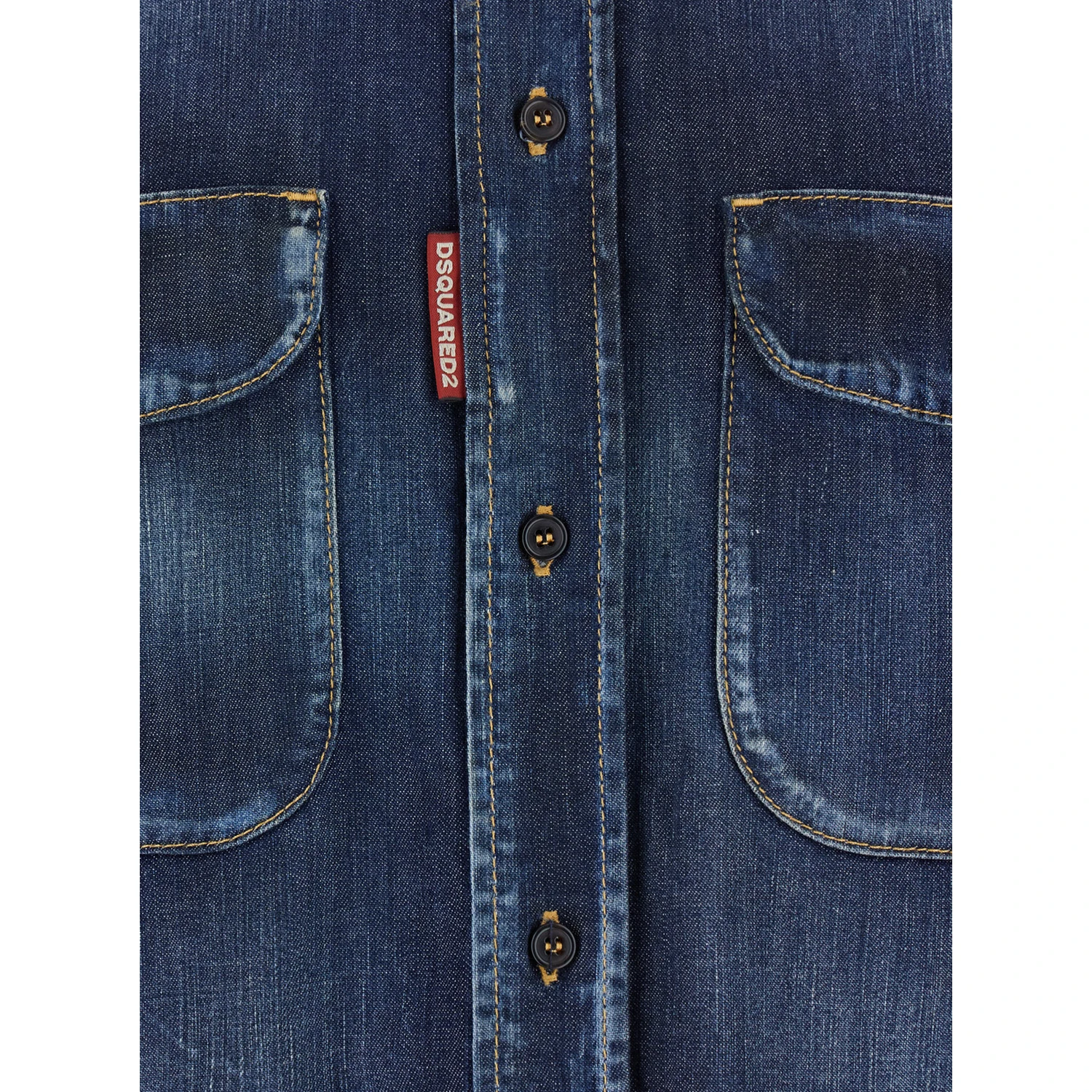 Blue Shirt with Pointed Collar and Elbow Patches in Denim Man