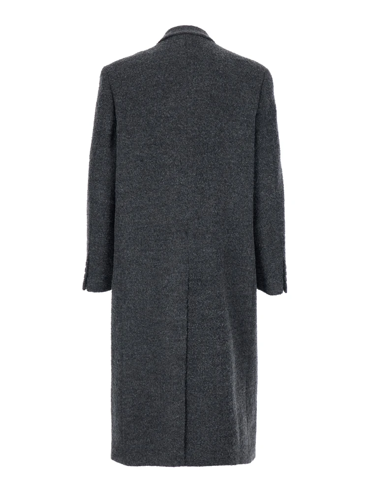 Grey Double-Breasted Coat with Classic Lapels in Wool Blend Man alternative