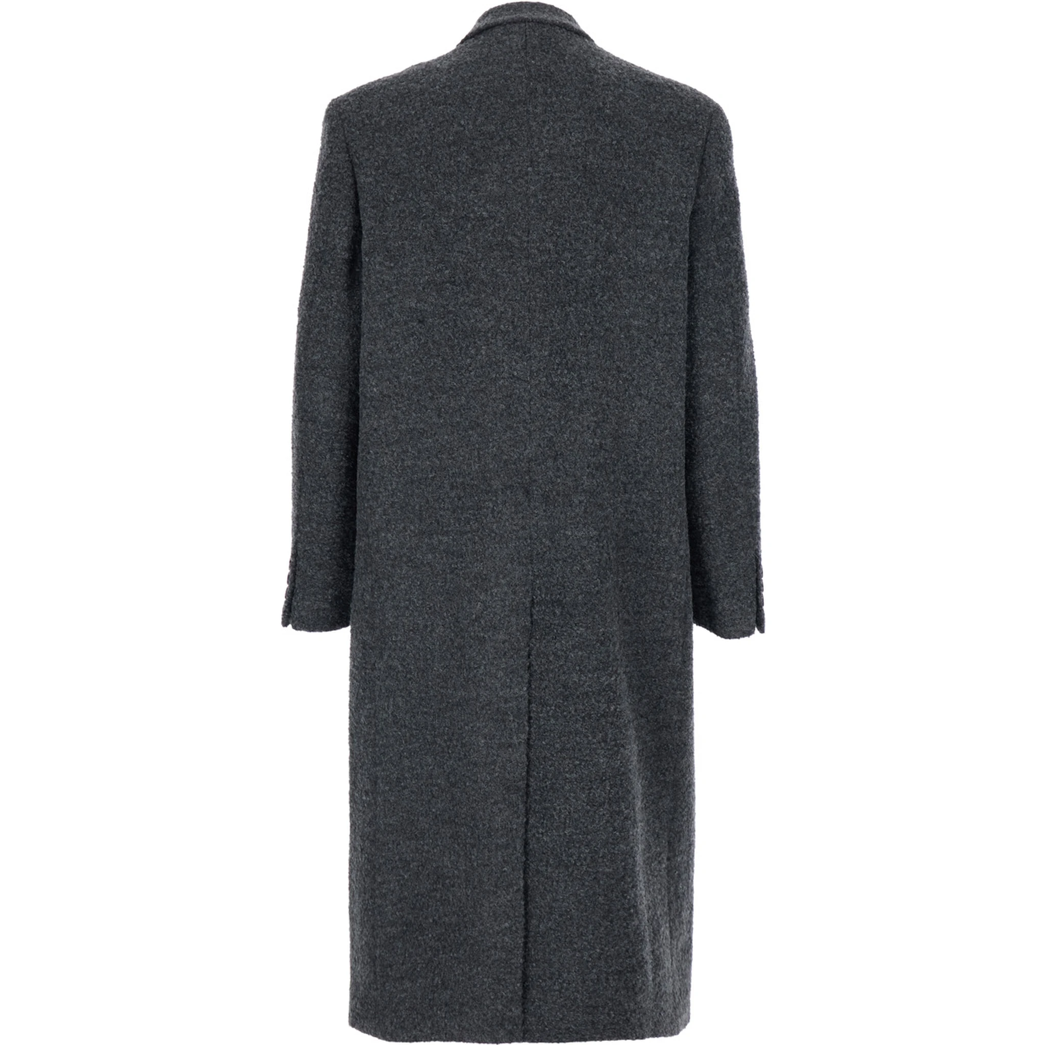 Grey Double-Breasted Coat with Classic Lapels in Wool Blend Man