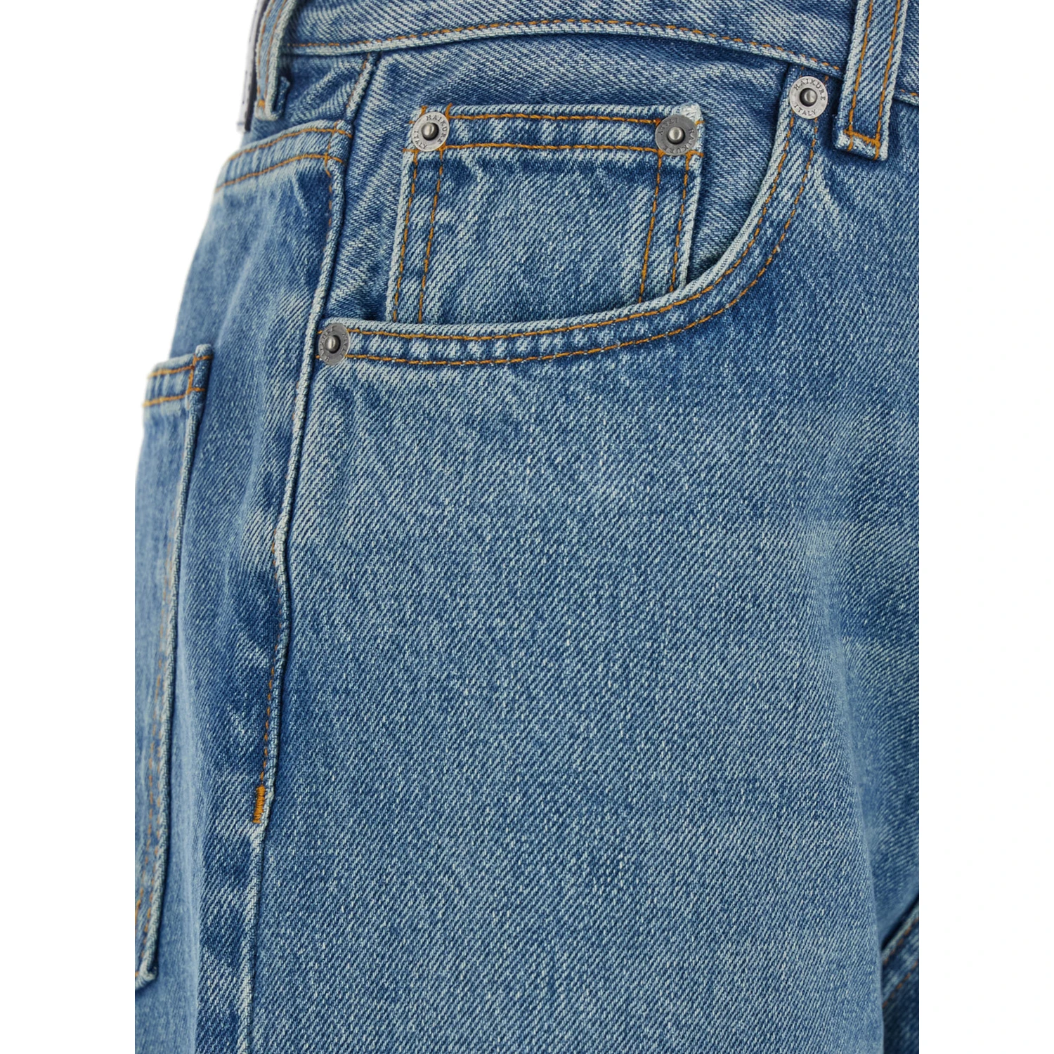 Korea Blue Jeans with Wide Leg and Logo Patch on the Rear in Denim Woman