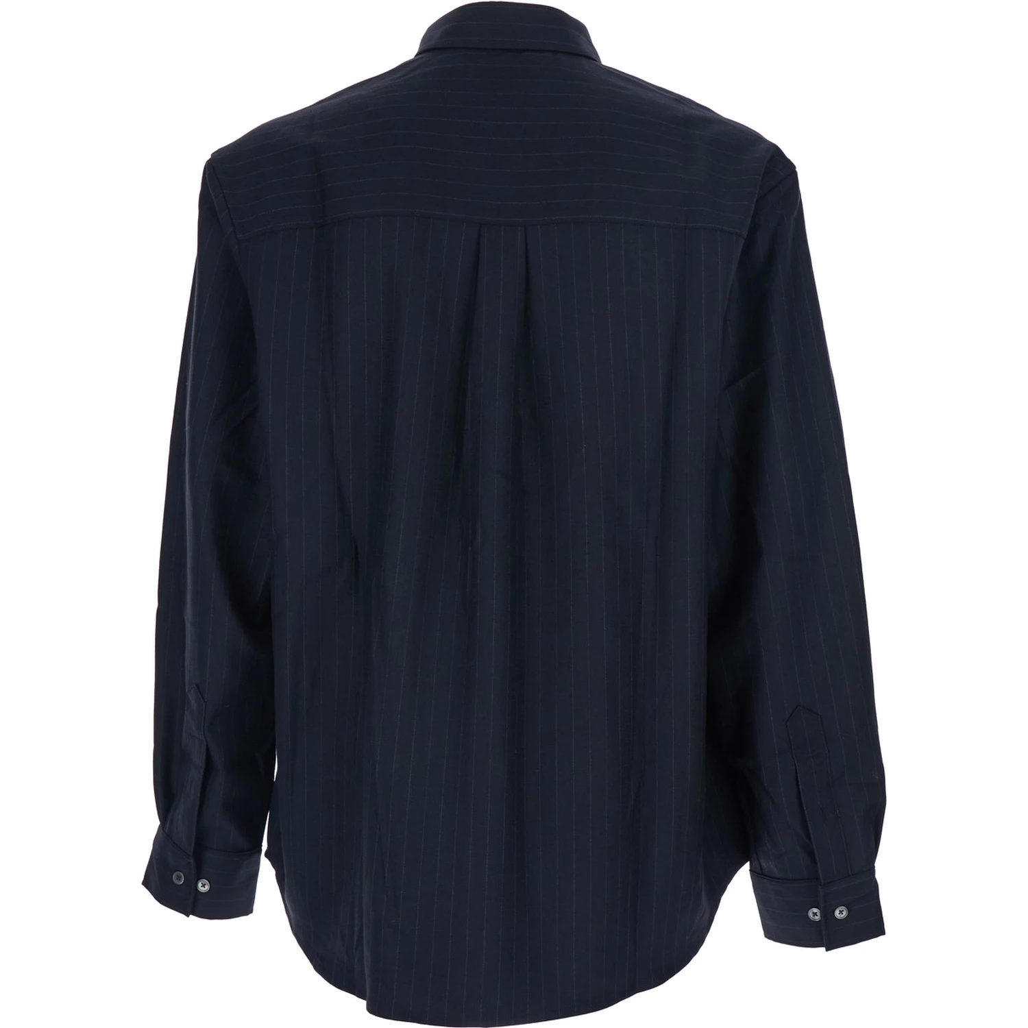 Blue Pinstriped Shirt with Pointed Collar in Wool Blend Man