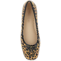Max Multicolor Ballet Shoes with Logo Love Birds Diamond Cut on the Front and Leopard Motif in Suede Woman