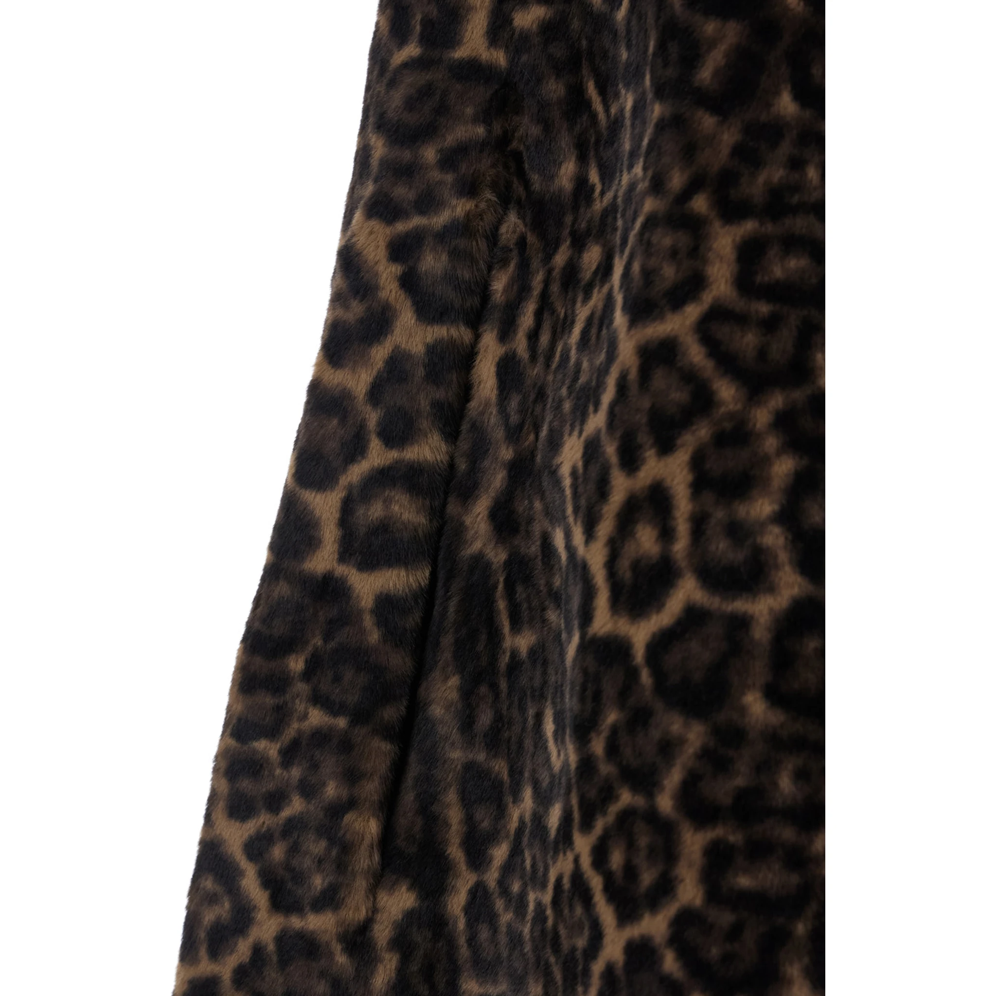 Sloane Brown Crewneck Fur Jacket with All-Over Leopard Motif in Ecofur Woman