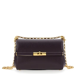 Marlene Violet Shoulder Bag with Twist Lock in Leather Woman
