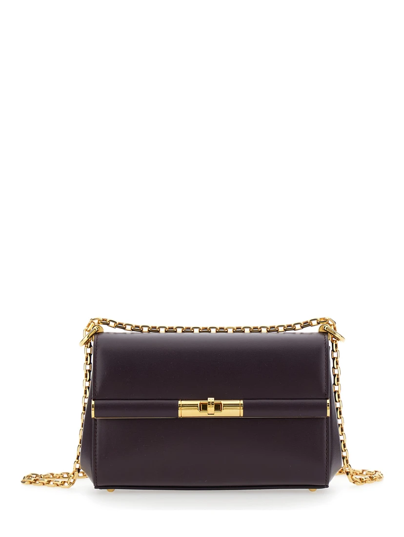 Marlene Violet Shoulder Bag with Twist Lock in Leather Woman