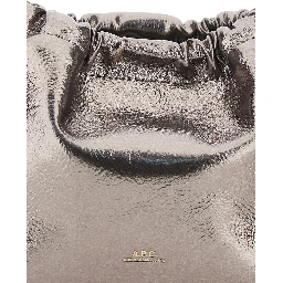 Metallic Shoulder Bag with Logo Lettering on the Front and Drawstring Closure in Ecoleather Woman