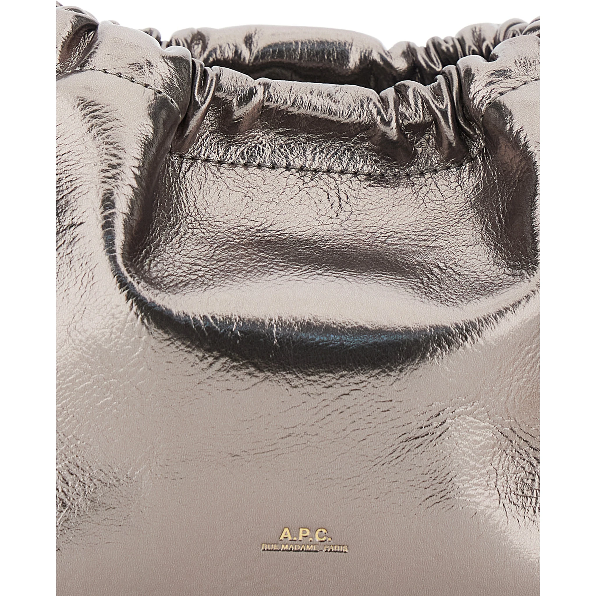 Metallic Shoulder Bag with Logo Lettering on the Front and Drawstring Closure in Ecoleather Woman
