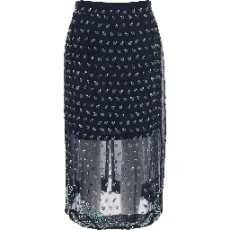 Sokna Blue Skirt with Rhinestone Embellishments on the Front and Rear Concealed Zip Closure in Viscose Woman