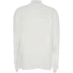 White Blouse with Pussybow Collar in Viscose Woman