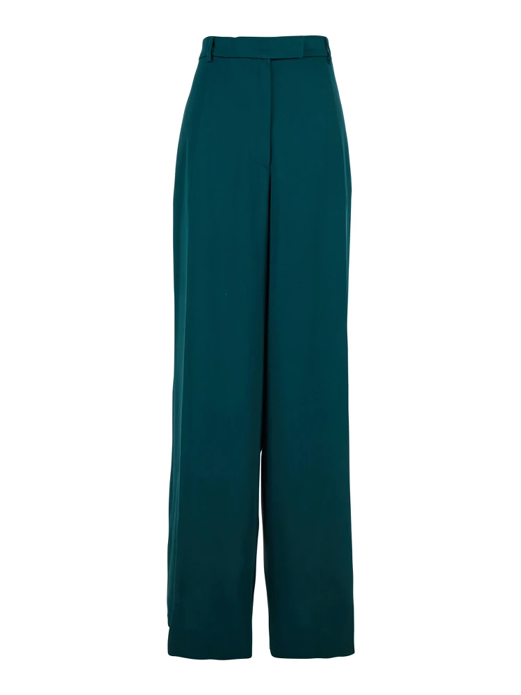 Blue Trousers with Belt Loops in Fabric Woman