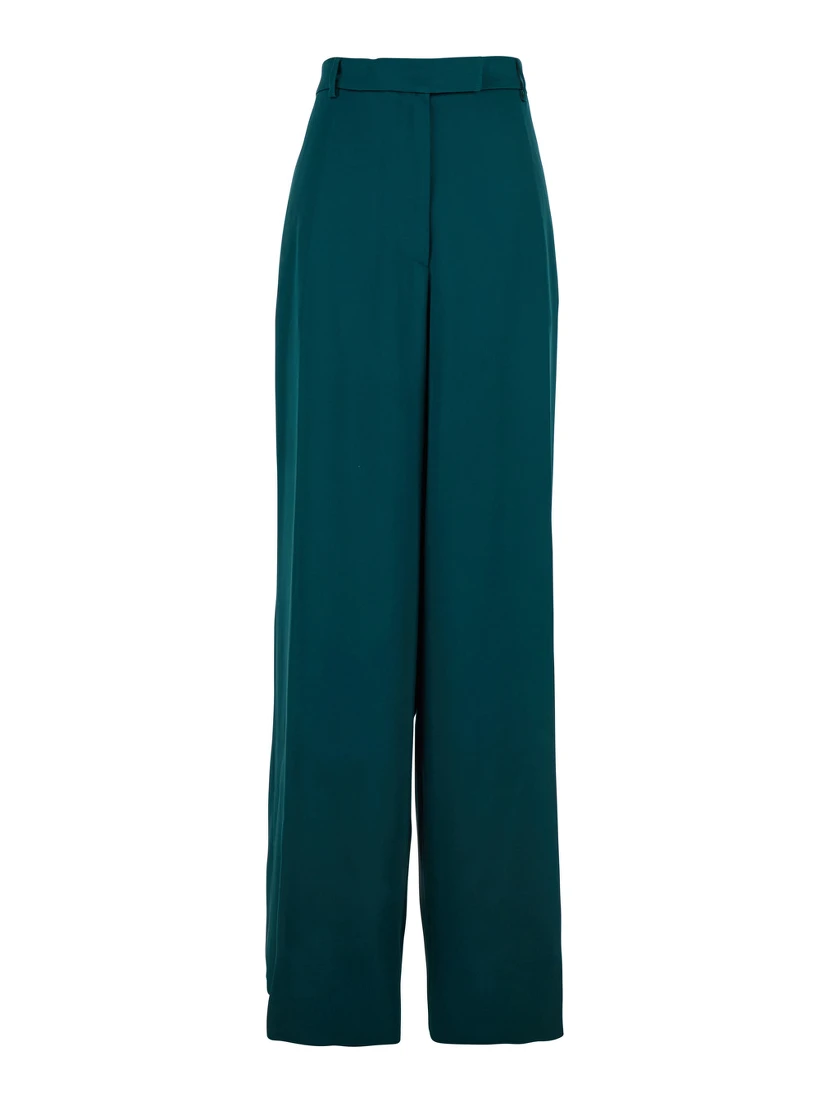Blue Trousers with Belt Loops in Fabric Woman