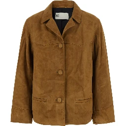 Beige Jacket with Notched Revers in Suede Woman