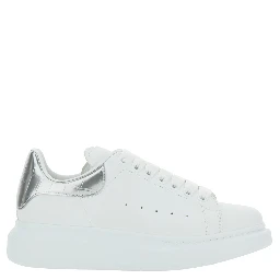 White Oversize Sneakers with Snake Print on the Heel in Leather Woman