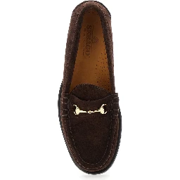 Joe Modena Brown Pull-On Loafers with Horsebit Detail in Suede Woman