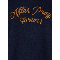 Forever Blue Sweatshirt with Logo Lettering on the Front and Dropped Shoulders in Cotton Man