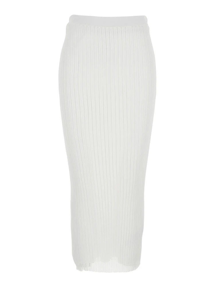 Album White Skirt with Elastic Waist in Tech Fabric Stretch Woman