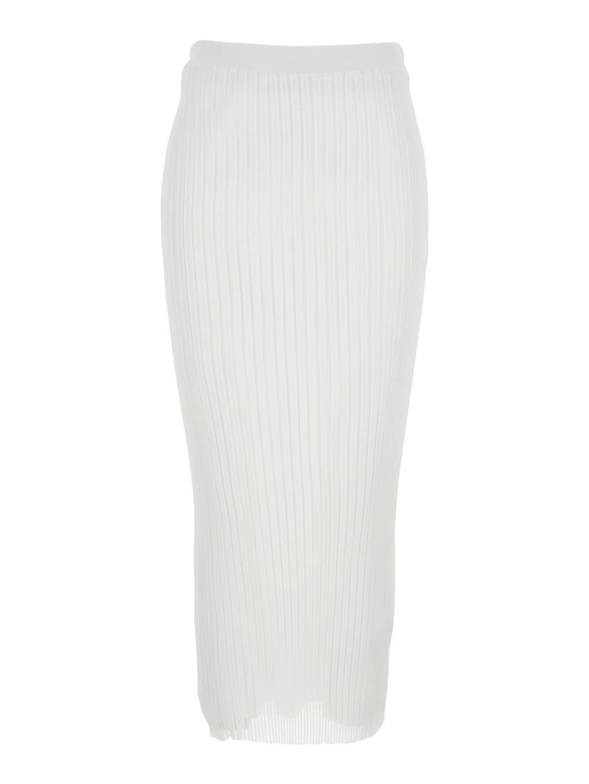 Album White Skirt with Elastic Waist in Tech Fabric Stretch Woman