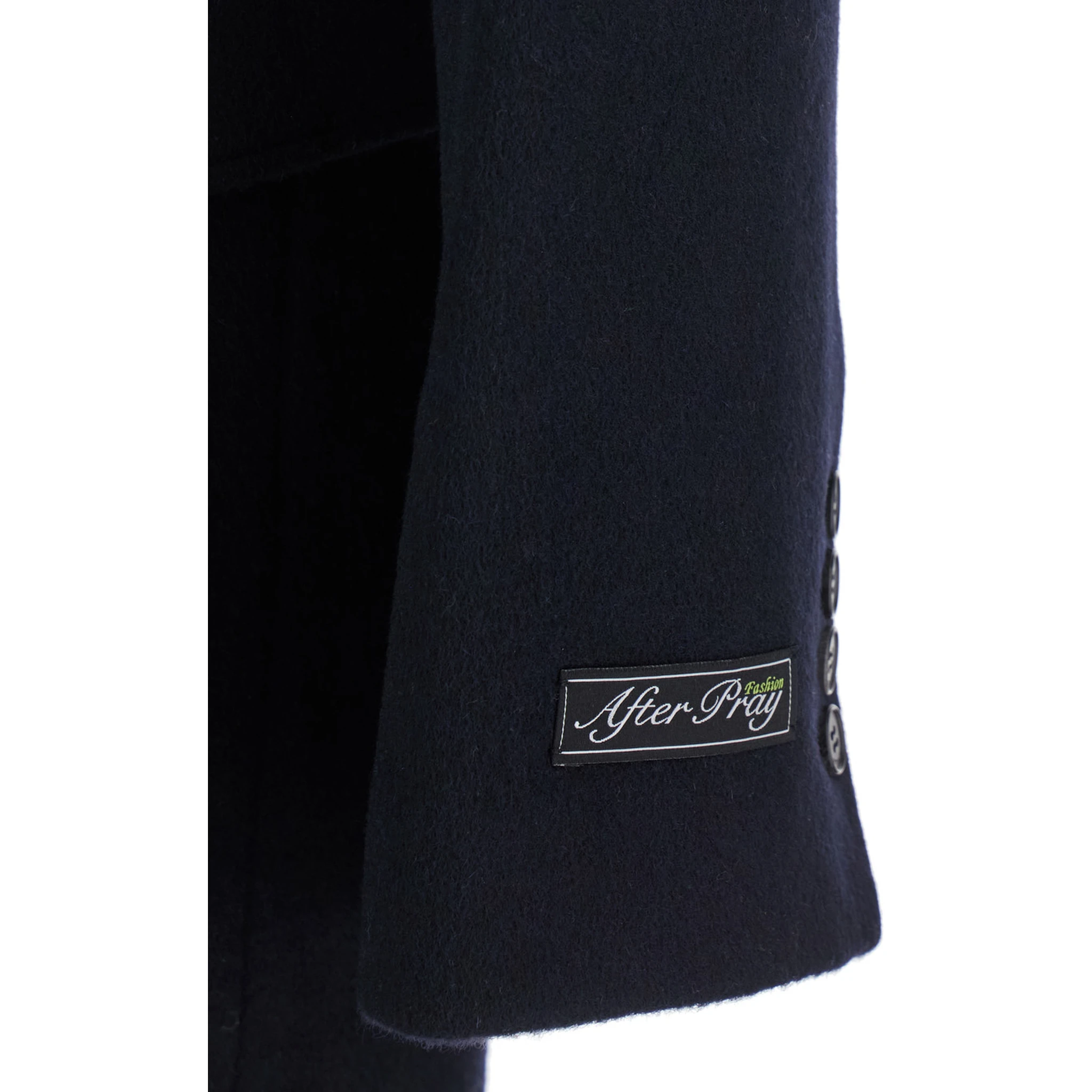 Bless Blue Double-Breasted Coat with Notched Revers and Logo Patch on the Cuff in Wool Blend Man