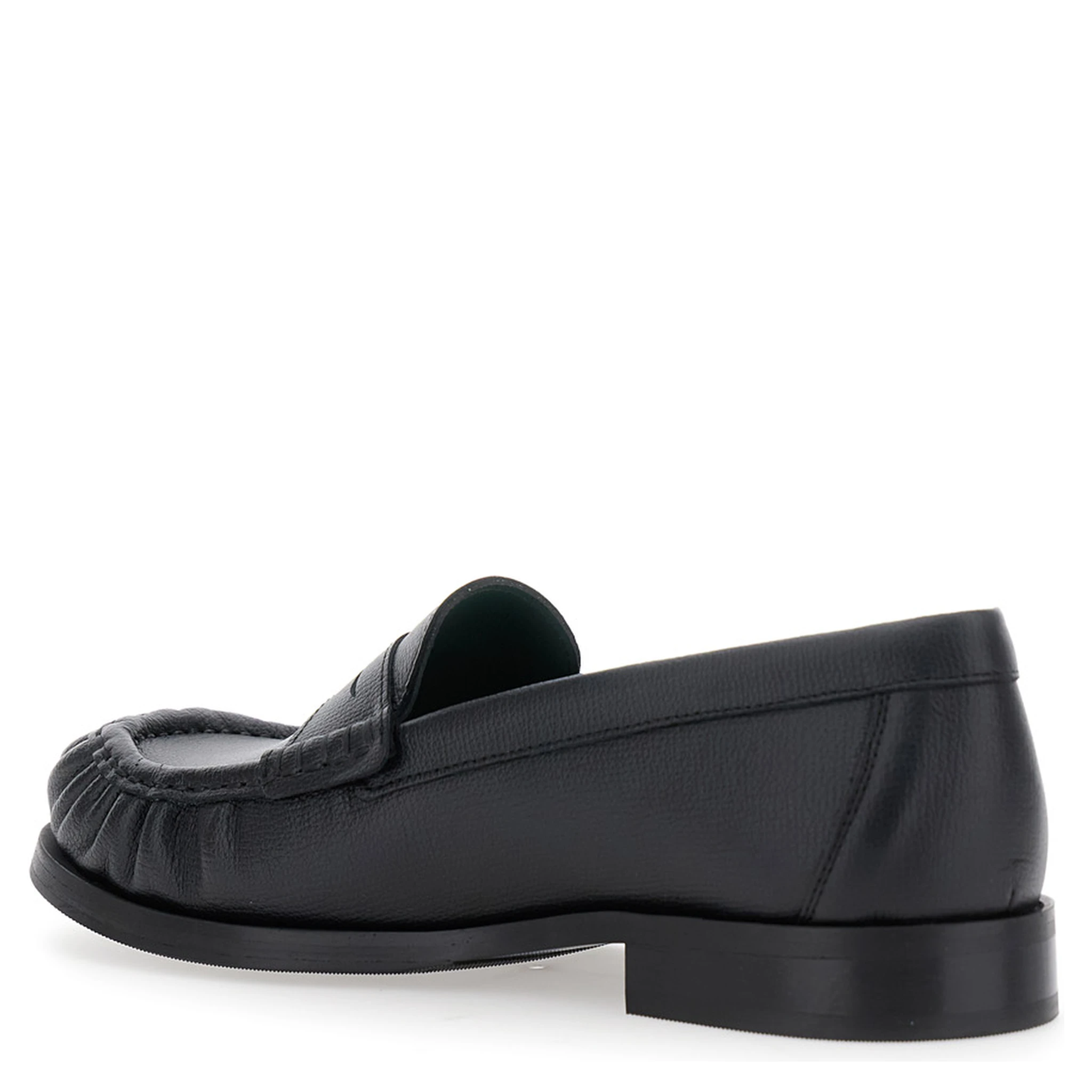 Ogee Black Loafers with Almond Toe in Grained Leather Man
