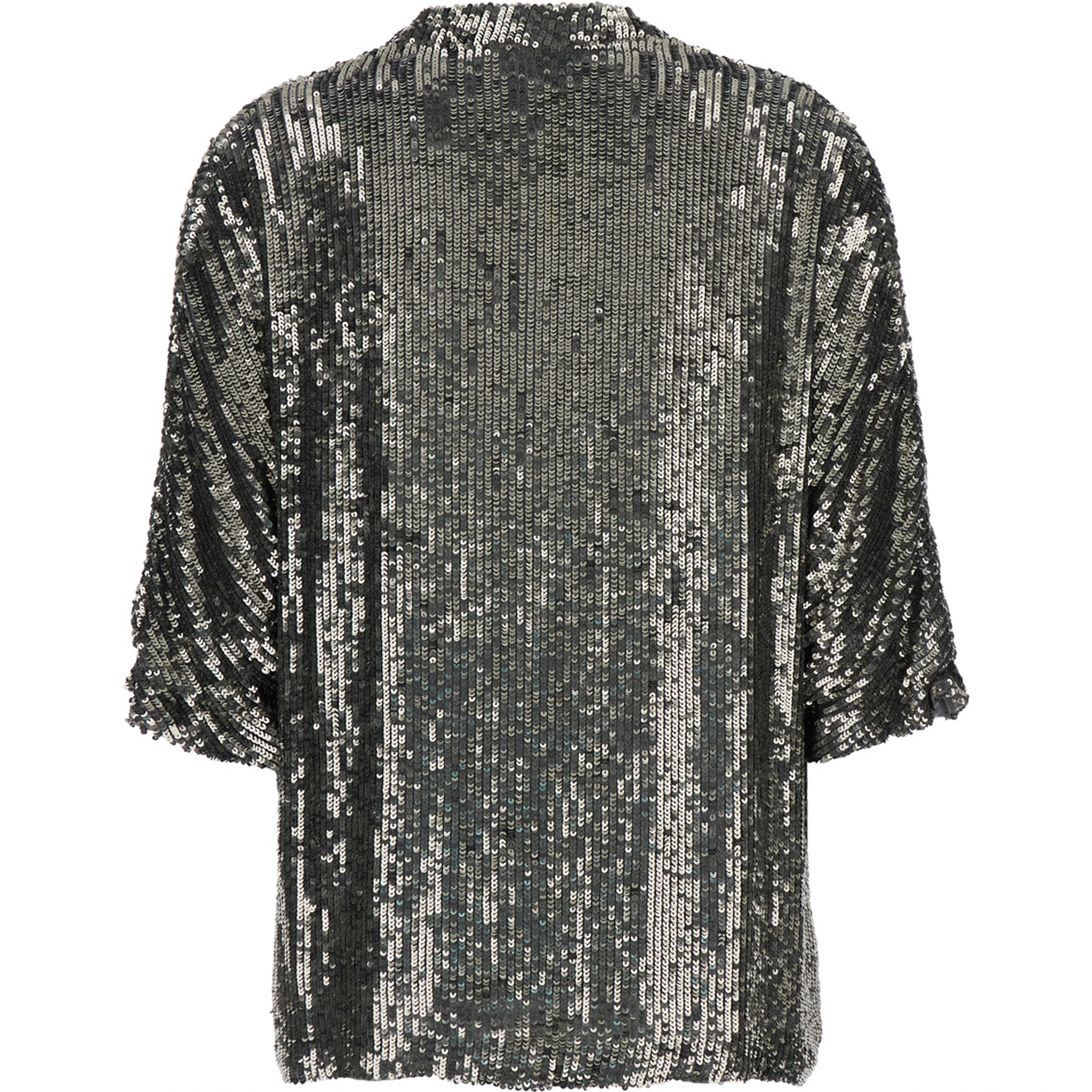 Metallic Sequin Blouse with V Neck in Tech Fabric Woman