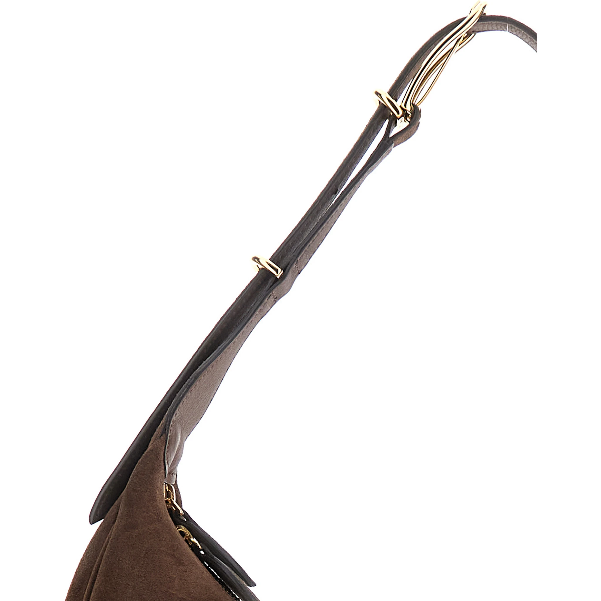 Brown Shoulder Bag with Top Handle in Suede Woman