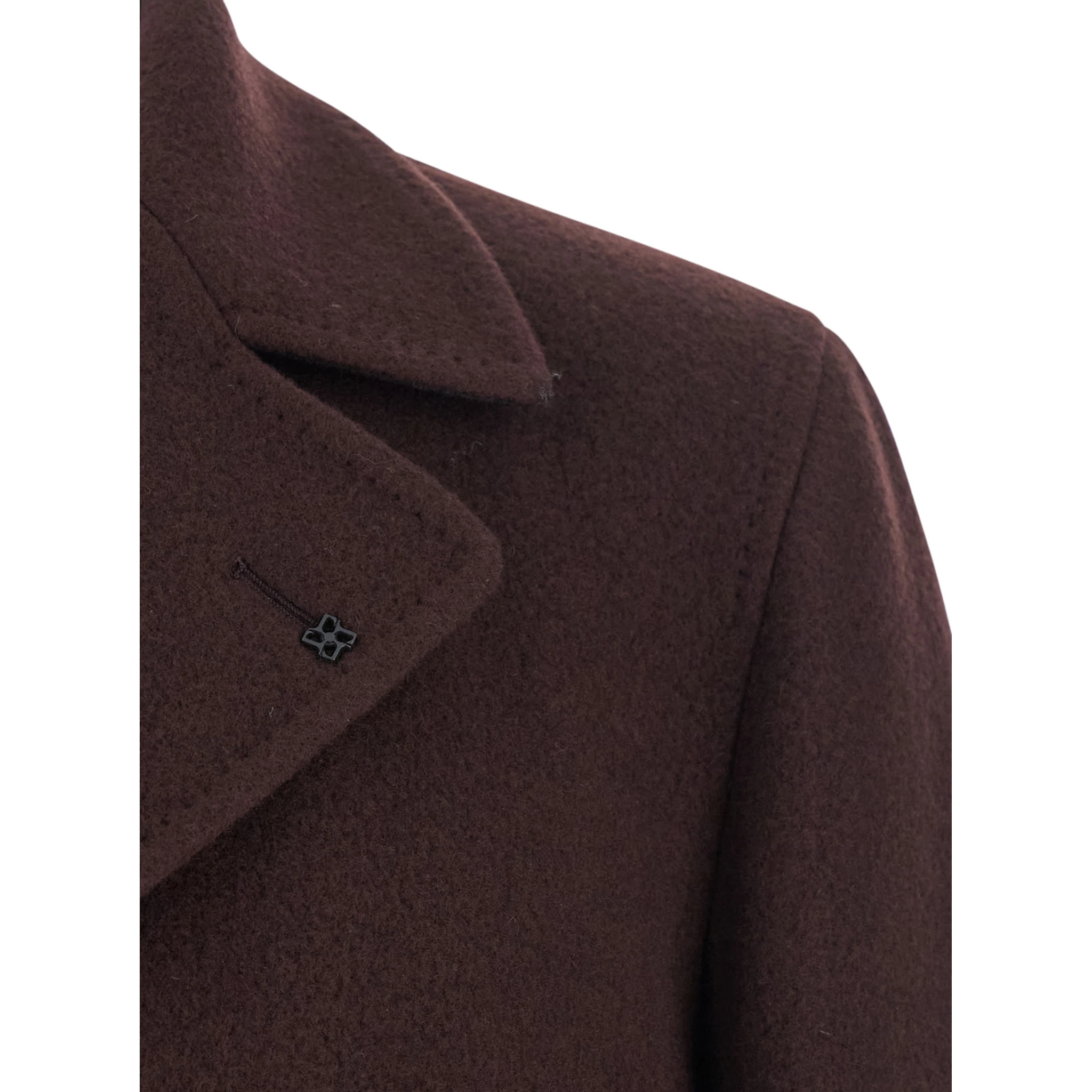 Arden Bordeaux Double-Breasted Coat with Notched Revers in Wool and Cashmere Man