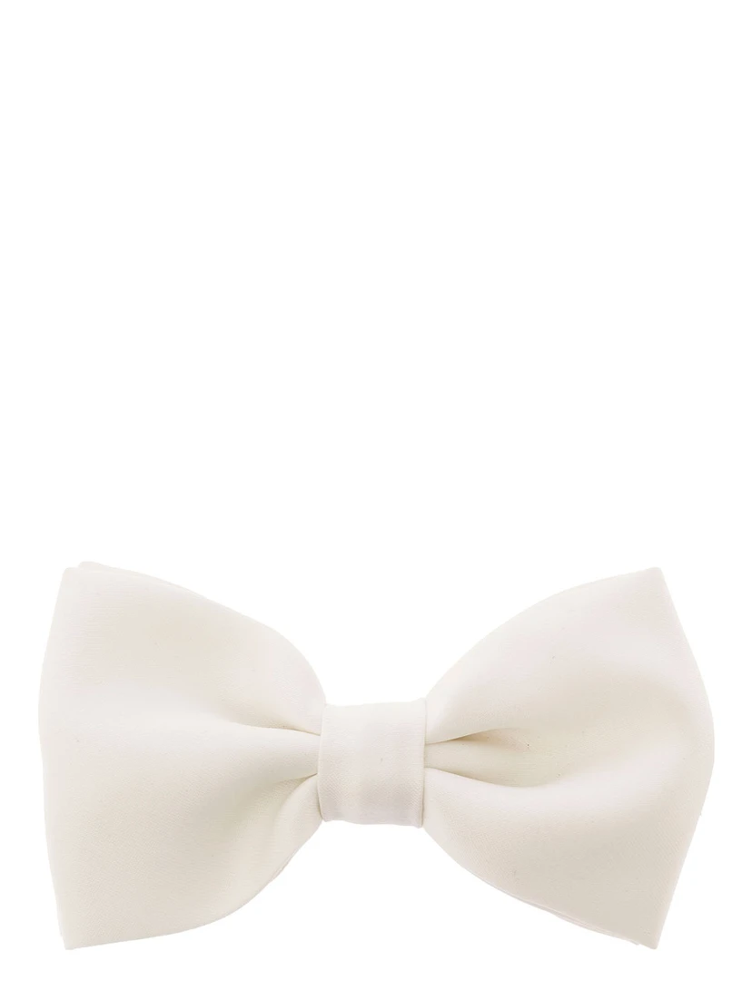 Ivory White Pre-Tied Bow Tie with Hook Fastening in Satin Man