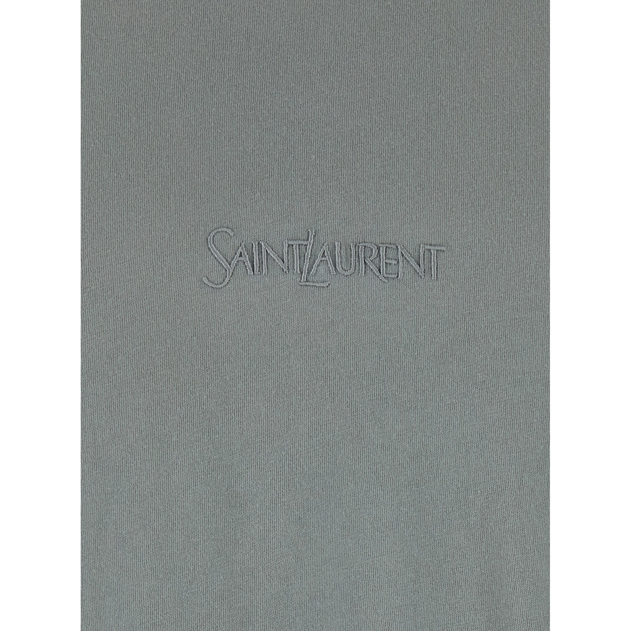 Grey T-Shirt with Round Neck and Logo Lettering Embroidery on the Front in Cotton Man