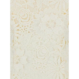 White Long Dress with Back Slit and Lace Details in Tech Fabric Woman