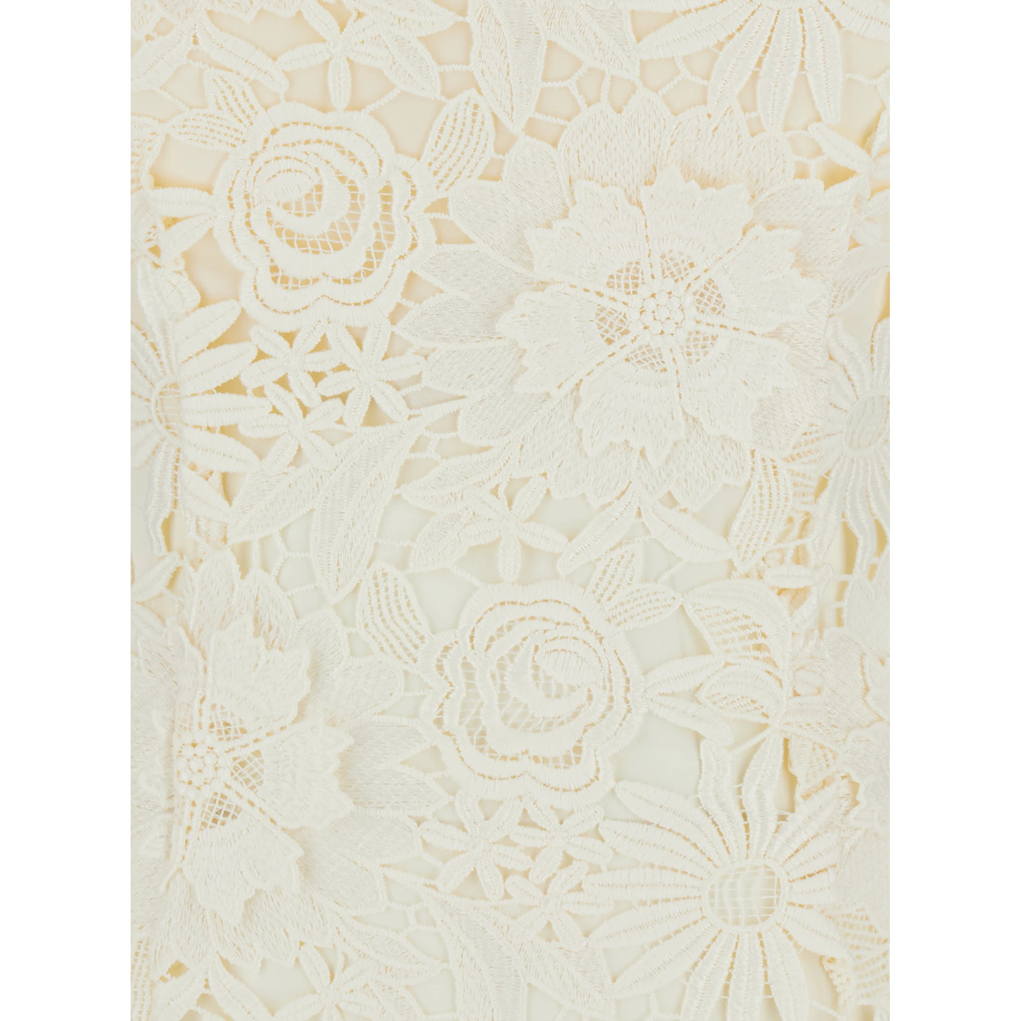 White Long Dress with Back Slit and Lace Details in Tech Fabric Woman