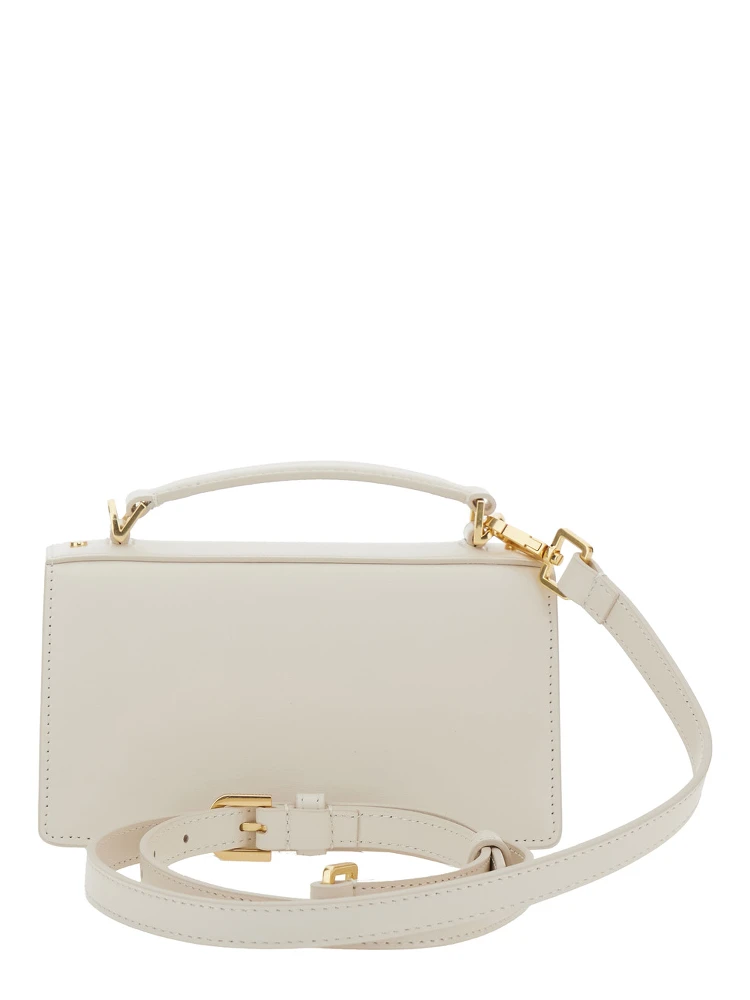Venezia White Hangbag with Adjustable and Removable Shoulder Strap and Clasp Closure in Leather Woman alternative
