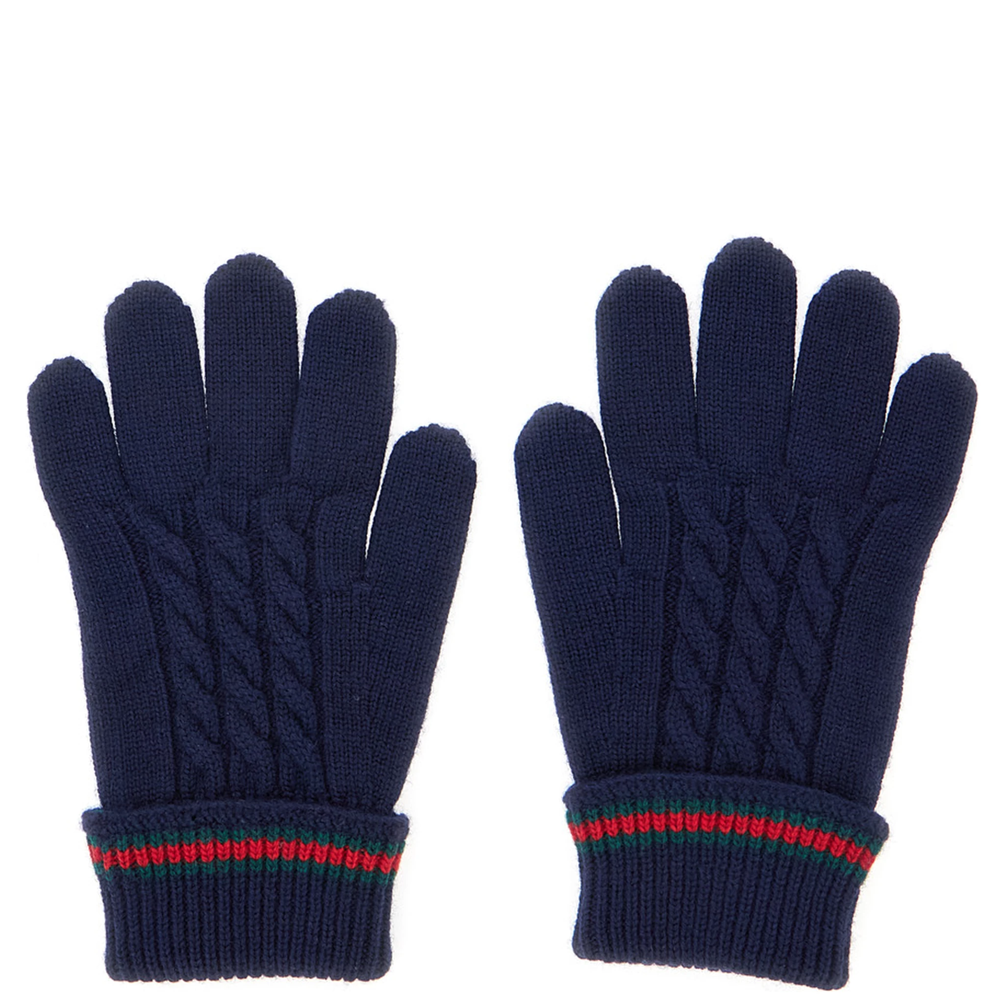Blue Gloves with Tricot Knitting and Web Detail in Wool Boy