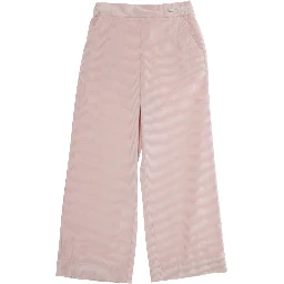 Pink Pants with Rear Elastic Waist and Logo Patch on the Front in Corduroy Girl