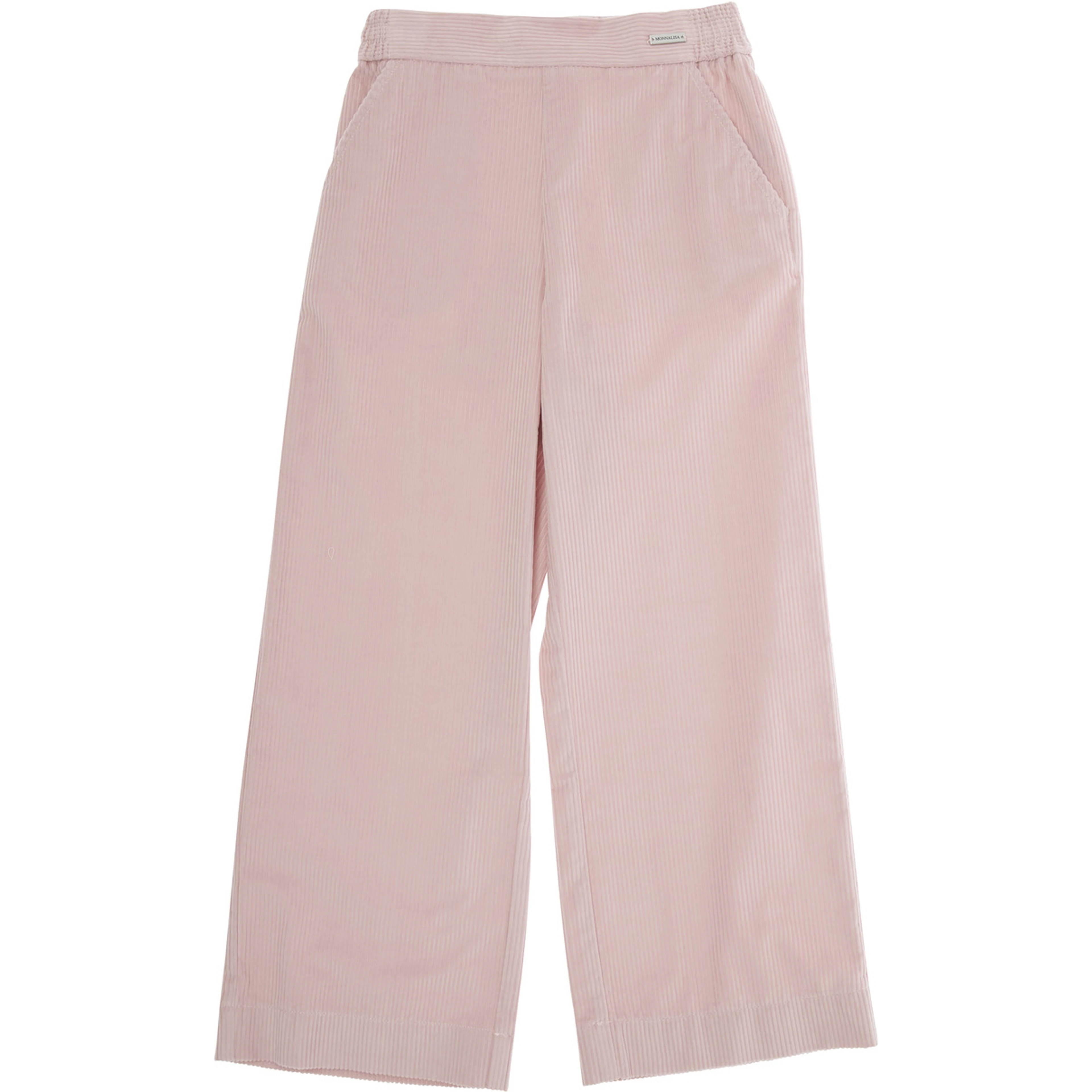 Pink Pants with Rear Elastic Waist and Logo Patch on the Front in Corduroy Girl