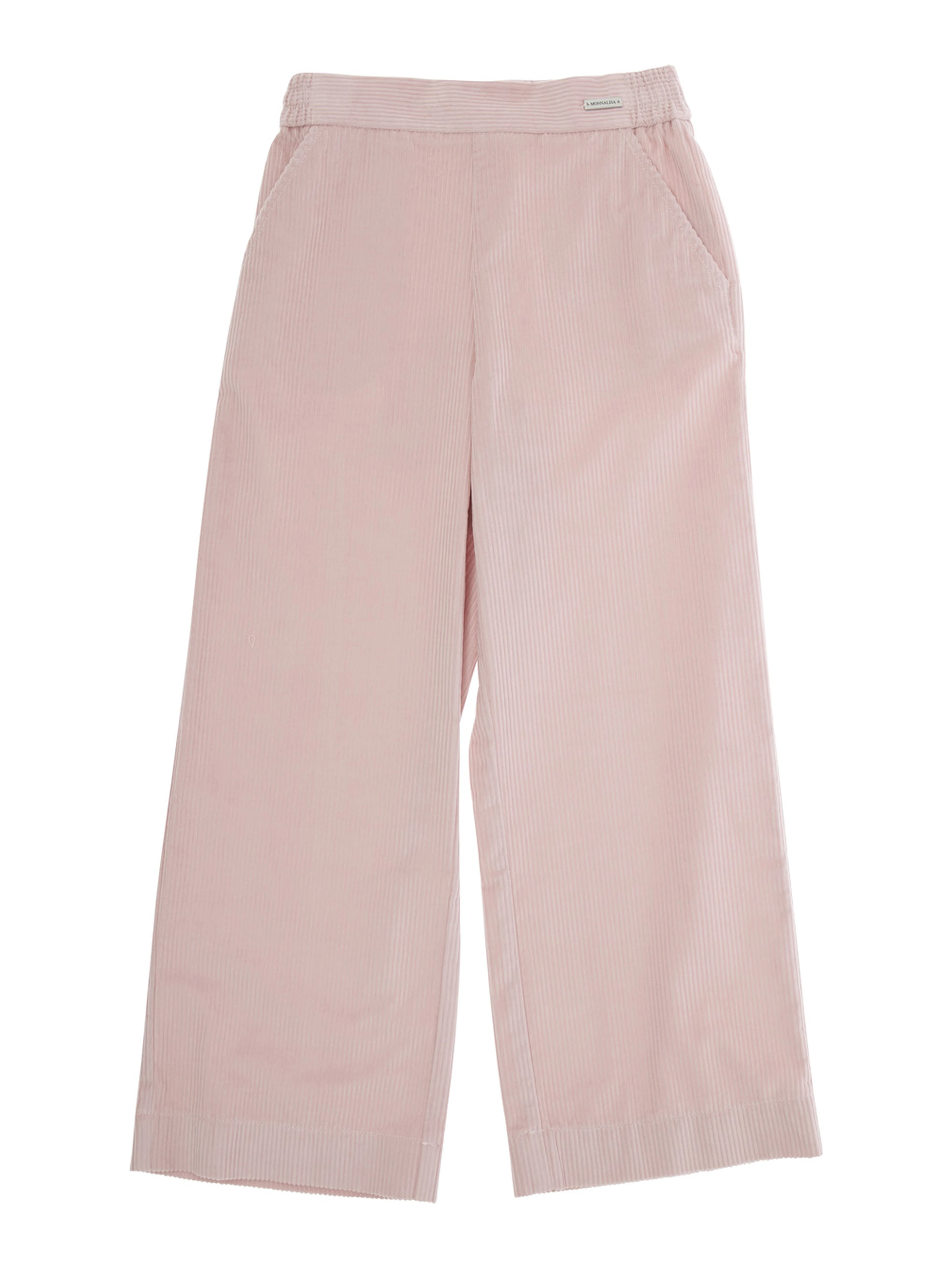 Pink Pants with Rear Elastic Waist and Logo Patch on the Front in Corduroy Girl