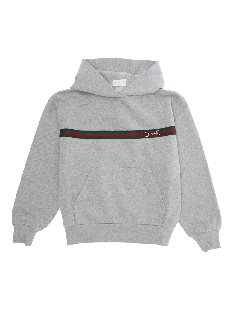 Grey Sweatshirt with Web Detail on the Front in Cotton Boy
