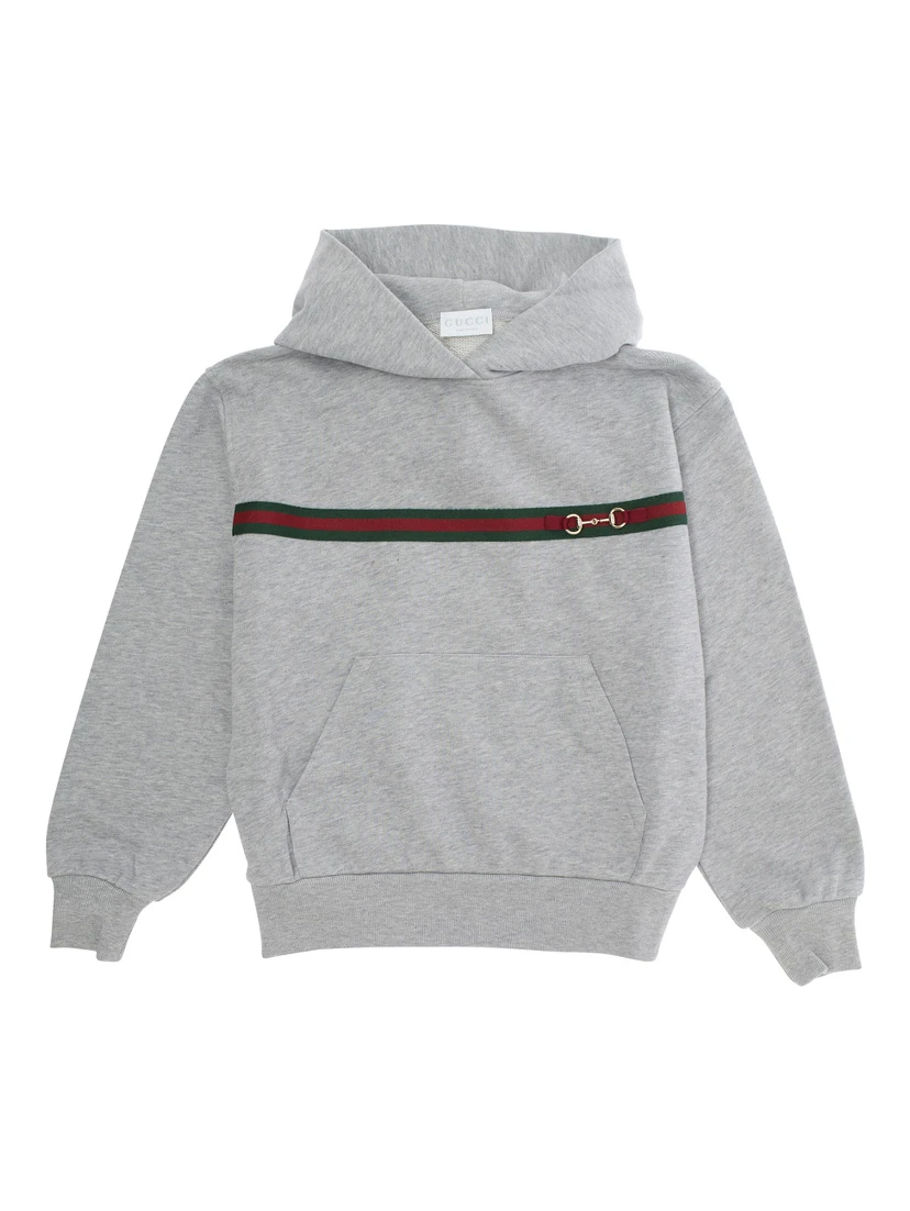 Grey Sweatshirt with Web Detail on the Front in Cotton Boy