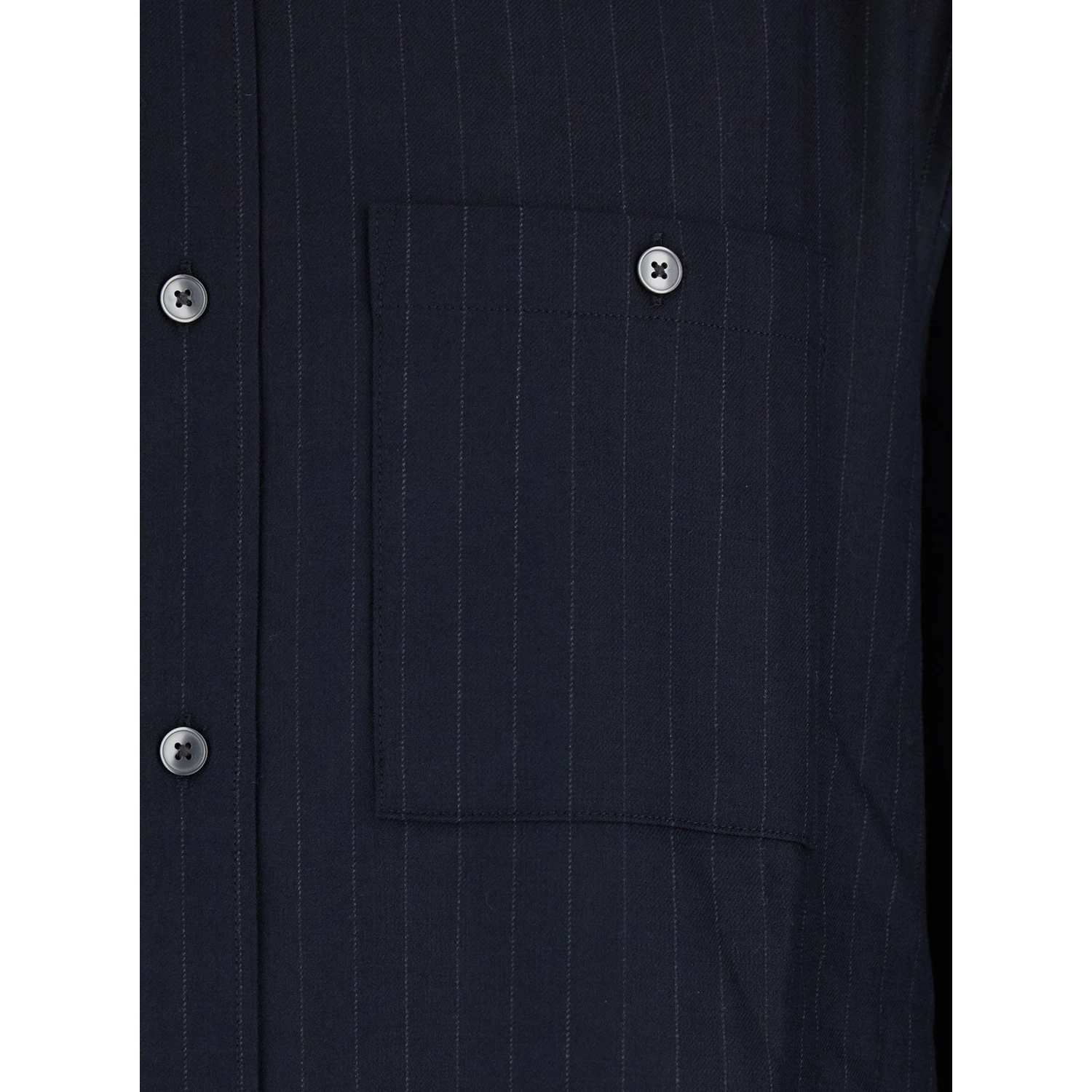 Blue Pinstriped Shirt with Pointed Collar in Wool Blend Man