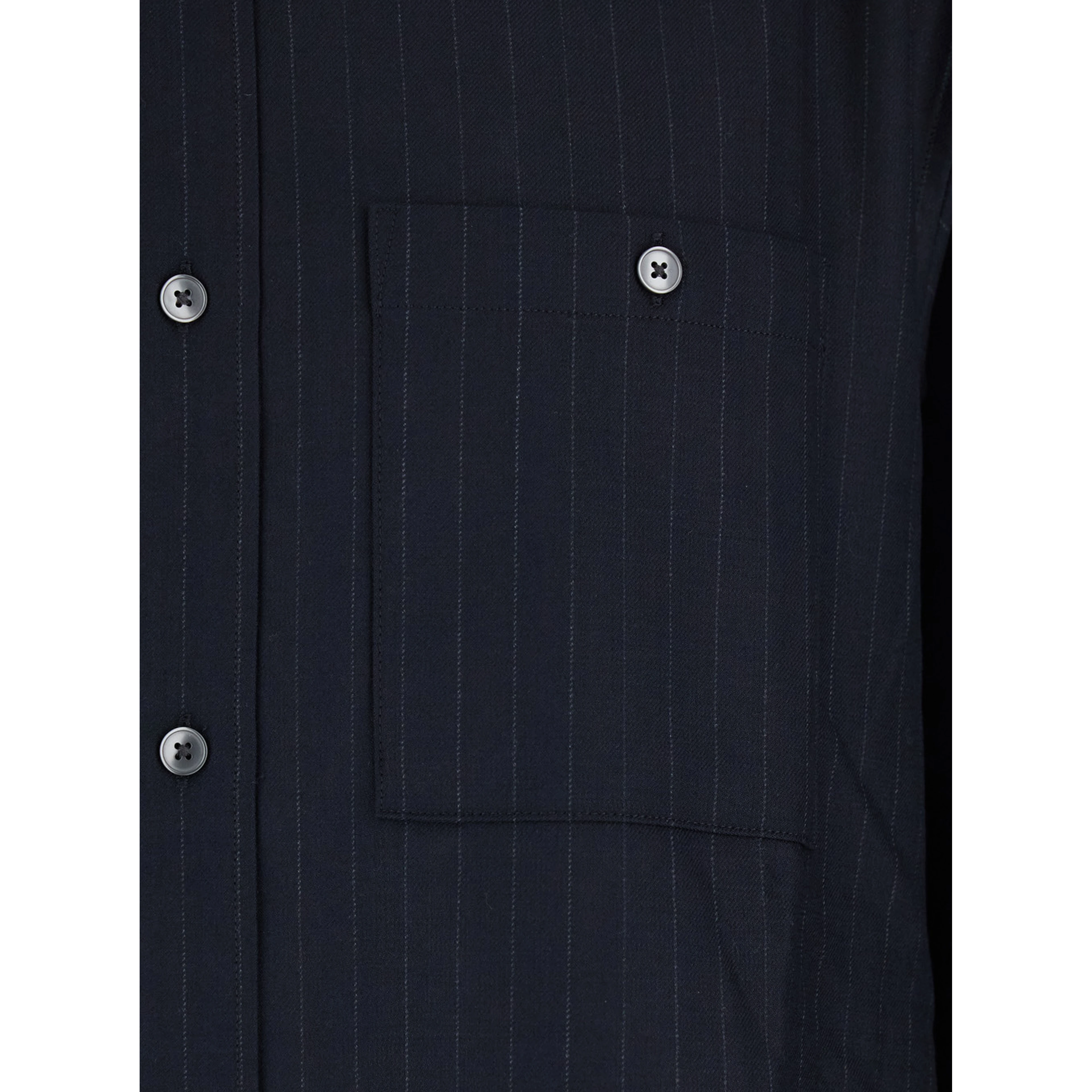 Blue Pinstriped Shirt with Pointed Collar in Wool Blend Man