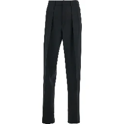 Black Pants with HIgh Waist and Pences in Wool Man