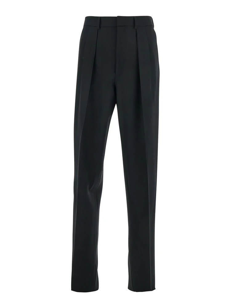 Black Pants with HIgh Waist and Pences in Wool Man