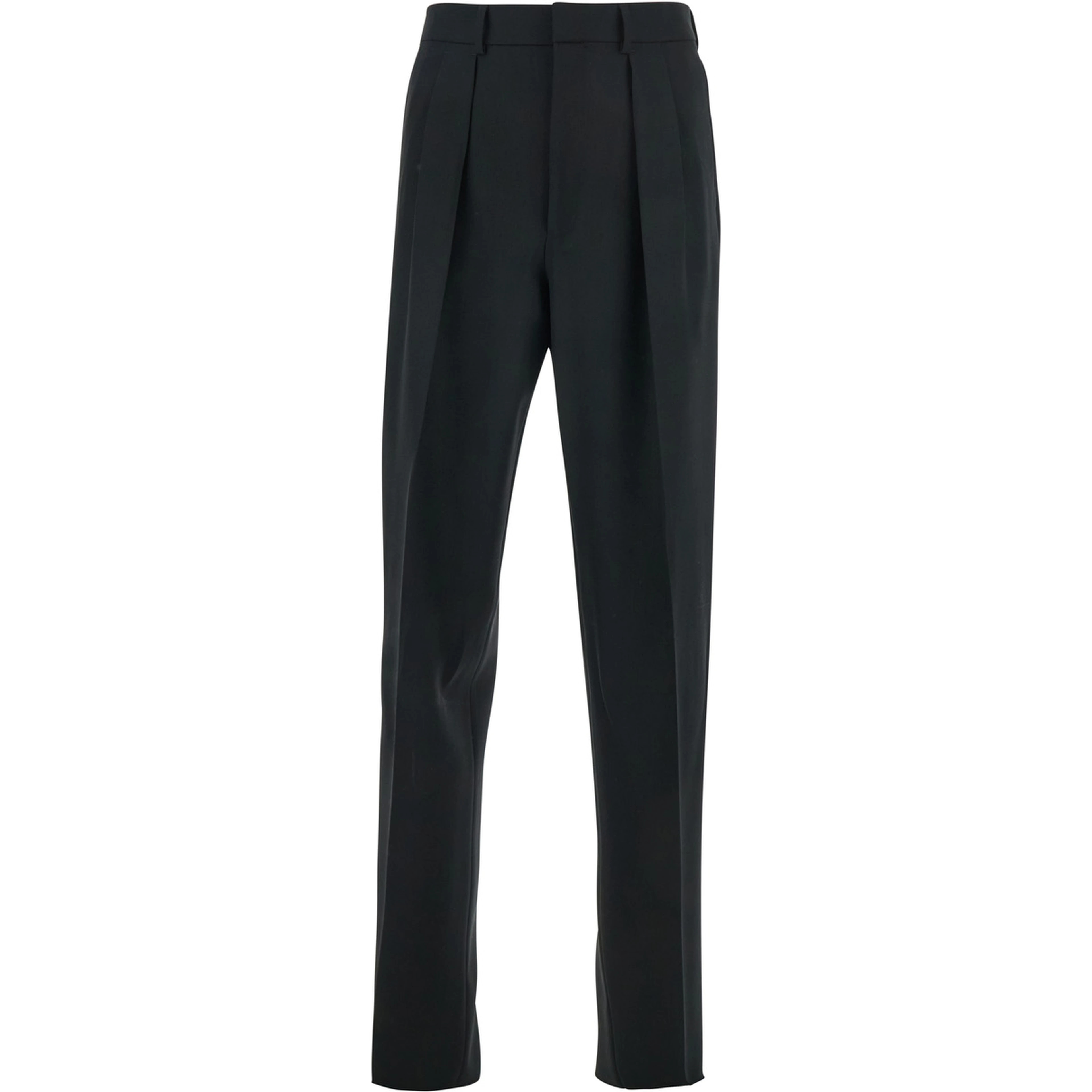 Black Pants with HIgh Waist and Pences in Wool Man