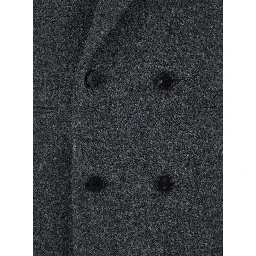 Grey Double-Breasted Coat with Classic Lapels in Wool Blend Man